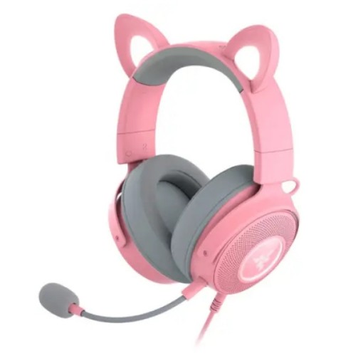 Изображение Беспроводные игровые наушники Razer Kraken Kitty V2 Pro розового цвета.