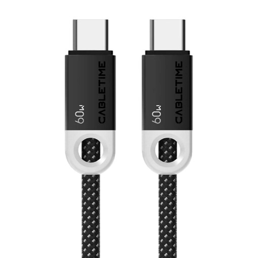 תמונה של כבל CABLETIME USB-C 60W Charging Cable 0.5m - Black