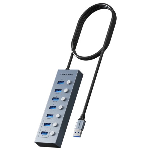 Изображение Распределитель CABLETIME USB-A на 7 портов USB-A 3.0 (питание USB-C).