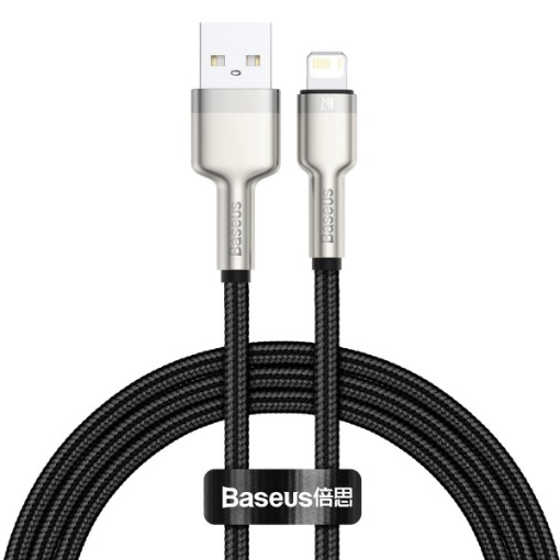 תמונה של כבל סנכרון וטעינה Baseus Cafule USB – Lightning 2.4A באורך 1 מטר – צבע שחור