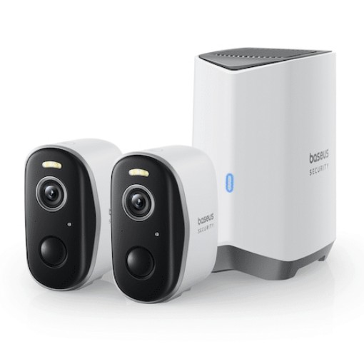תמונה של ערכת 2 מצלמות אלחוטיות Baseus Security N1+ Outdoor Camera 2K עם תחנה ראשית