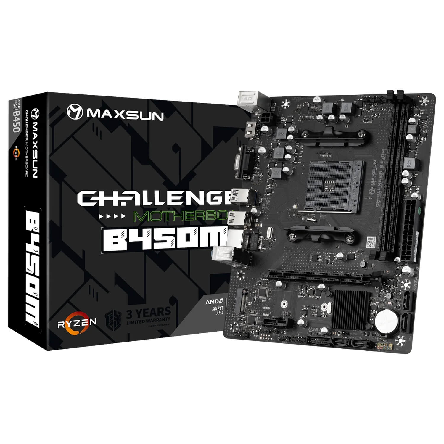 MAXSUN Challenger B450M Motherboard. - 1PC.co.il