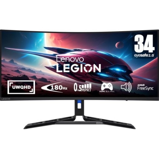 Изображение Изогнутый монитор Lenovo Legion R34w-30 WQHD Ultrawide 180Hz WLED VA 34" 67C7GACBIS - черный.