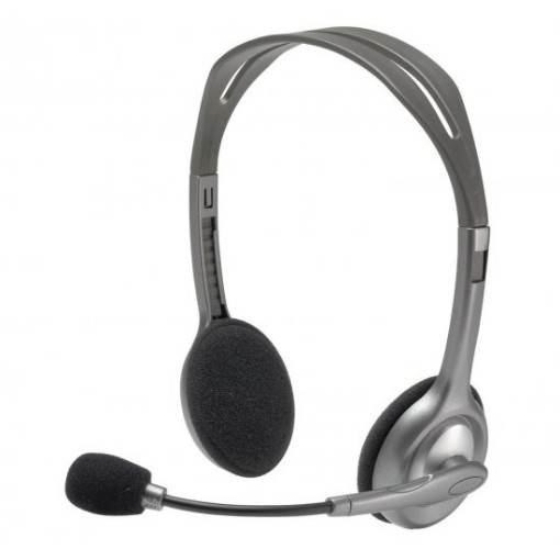 תמונה של אוזניות ומיקרופון Logitech Stereo H110  בצבע כסף