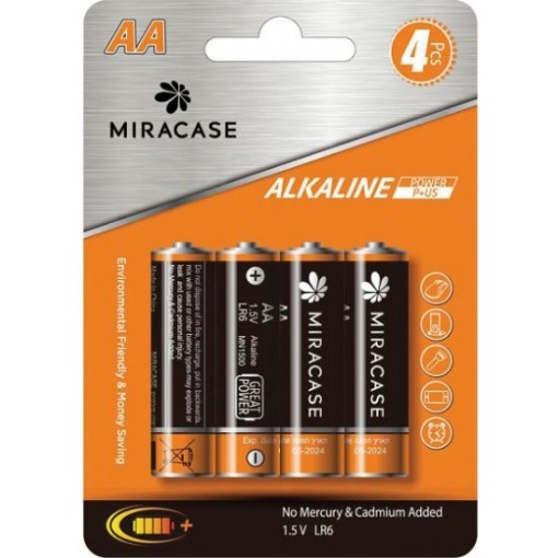 Изображение 4 батарейки AA не перезаряжаемые Miracase Alkaline.