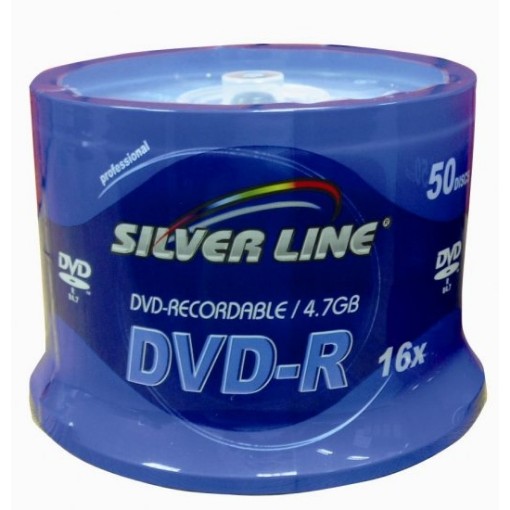 תמונה של דיסקים לצריבה Silver Line DVD-R x16 4.7GB Media 50-Pack