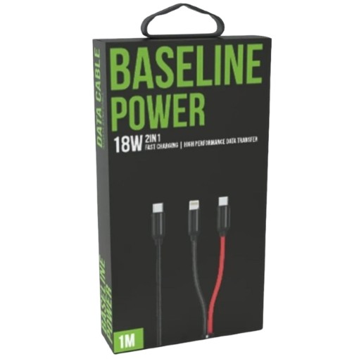 Picture of BASELINE 2 in 1 Lightning / Type-C cable, 1 meter long.