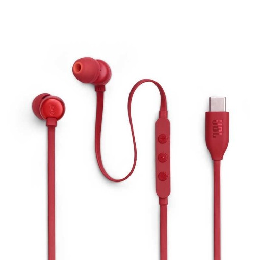 Изображение Наушники JBL Tune 310C с USB-C и микрофоном красного цвета.