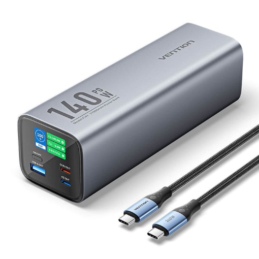 תמונה של סוללת גיבוי ניידת Vention 27000mAh 140W PD 3.1 בצבע כסף FHVH0