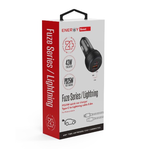 Изображение Зарядное устройство для автомобиля ENERGY 43W PD25W+QC18W черного цвета 7290119349630.