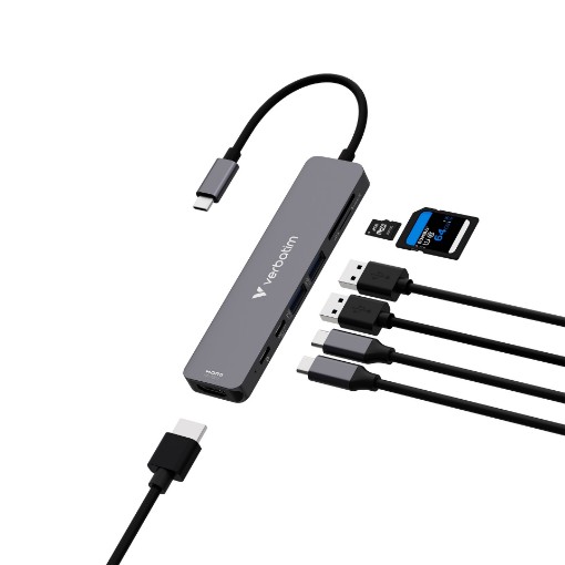 Picture of Verbatim Essentials USB-C Hub with 7 Ports.