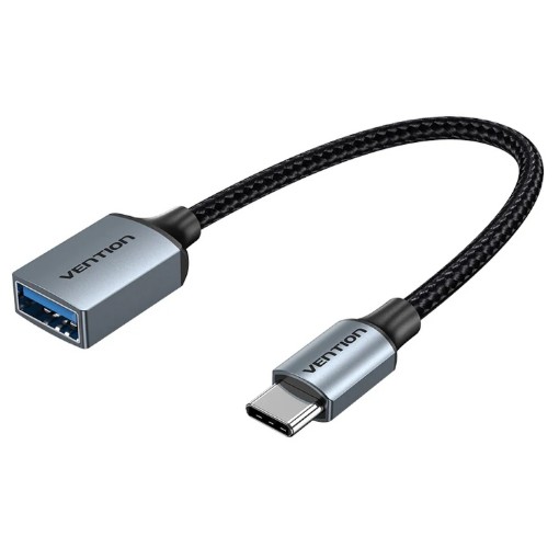 תמונה של מתאם USB-C (זכר) ל-USB-A (נקבה) Vention 0.15M בצבע אלומיניום אפור