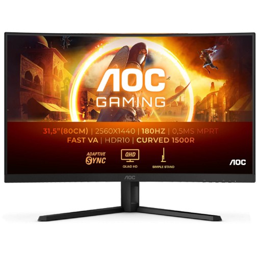 Изображение Игровой изогнутый монитор AGON AOC CQ32G4VE размером 32" с разрешением QHD и частотой обновления 180 Гц.