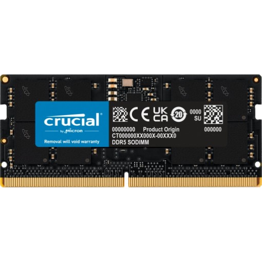 תמונה של זיכרון RAM Crucial SODIMM 64GB DDR5 5600Mhz CL46 בצבע שחור CT64G56C46S5