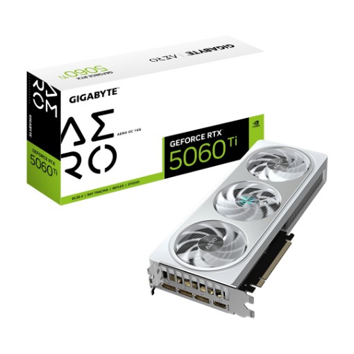 Изображение Видеокарта Gigabyte RTX 5060 Ti GV-N506TAERO OC-16GD черного цвета.