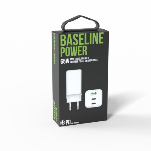 תמונה של מטען ביתי 65W BASELINE עם 3 יציאות - USB-C ו-USB-A