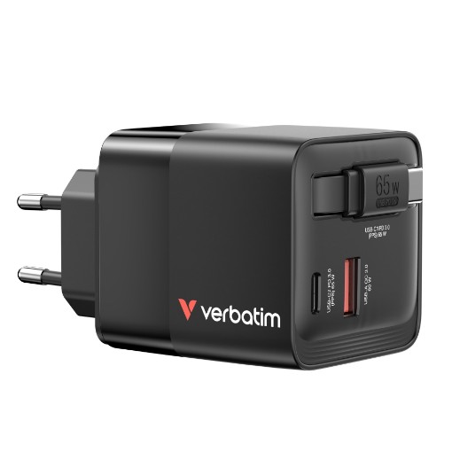 Изображение Компактное зарядное устройство Verbatim 65W с кабелем.