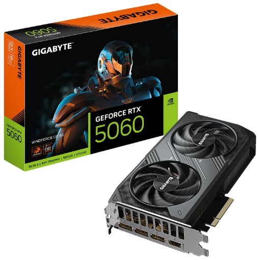 Изображение Видеокарта Gigabyte GeForce RTX 5060 WINDFORCE OC 8G GV-N5060WF2OC-8GD.