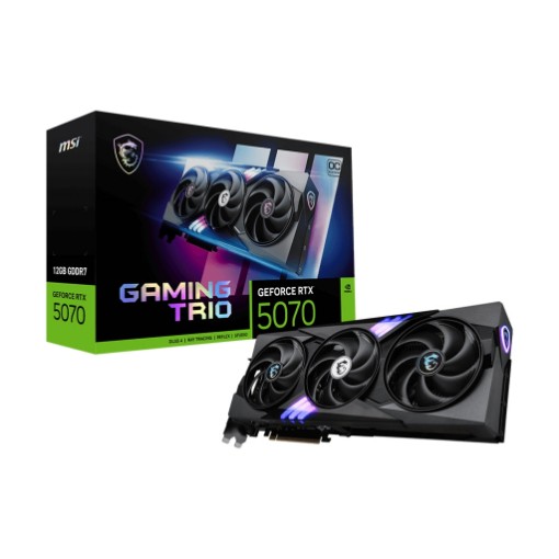 Изображение Видеокарта MSI RTX 5070 12G TRIO OC черного цвета + RGB.