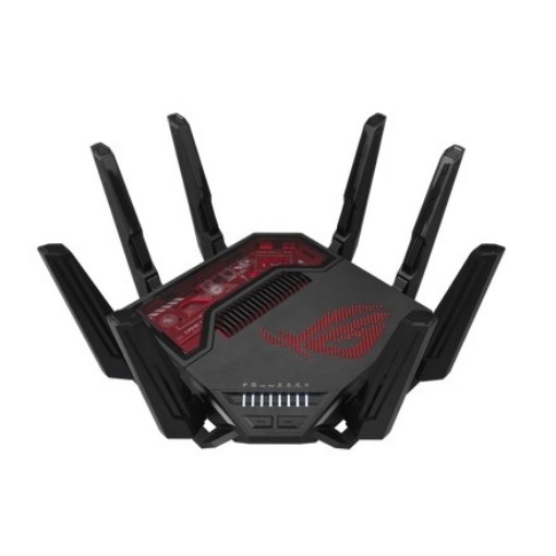 Изображение Маршрутизатор Asus GT-BE19000 WiFi 7 с 8 антеннами черного цвета.