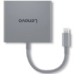 תמונה של מפצל חכם Lenovo USB-C 4-in-1 Travel Hub Gen2 עם HDMI, 2×USB-A ויציאת אודיו בצבע אפור