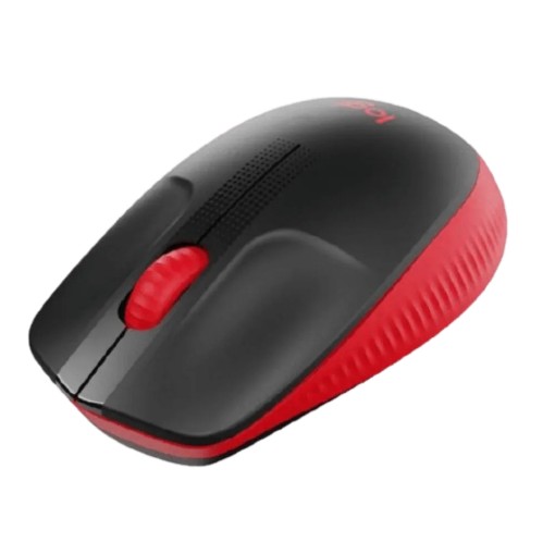 Picture of Logitech M190 wireless mouse, full size, in red.
