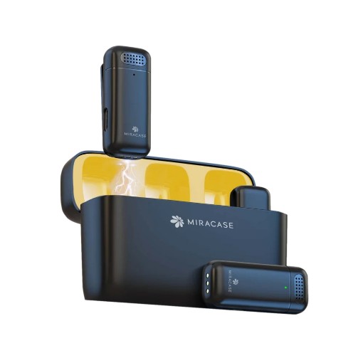 Picture of MIRACASE MWMC750 Dual Wireless Lapel Microphone in Black.