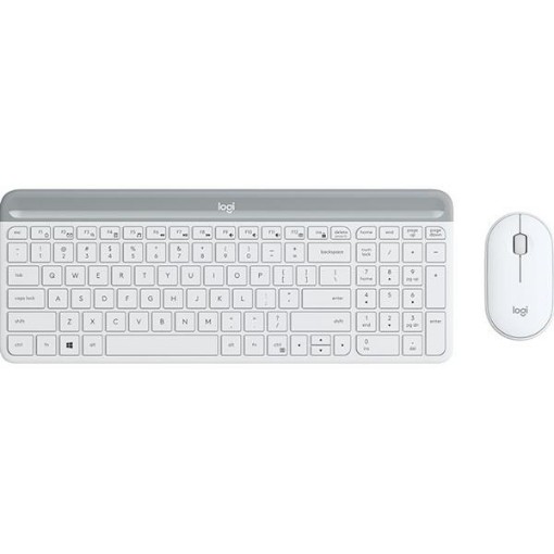 Picture of Slim wireless keyboard and mouse Logitech MK470 in white.