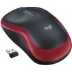 Picture of Logitech M185 wireless mouse in black-red color.