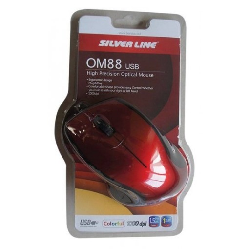 תמונה של עכבר חוטי Silver Line OM88 USB בצבע אדום