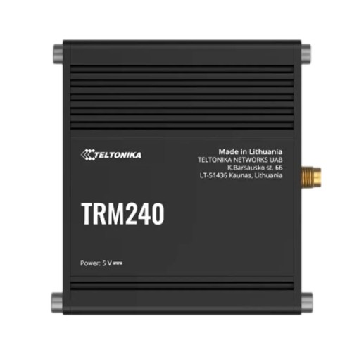Изображение Промышленный сотовый модем Teltonika TRM240 4G в алюминиевом цвете.