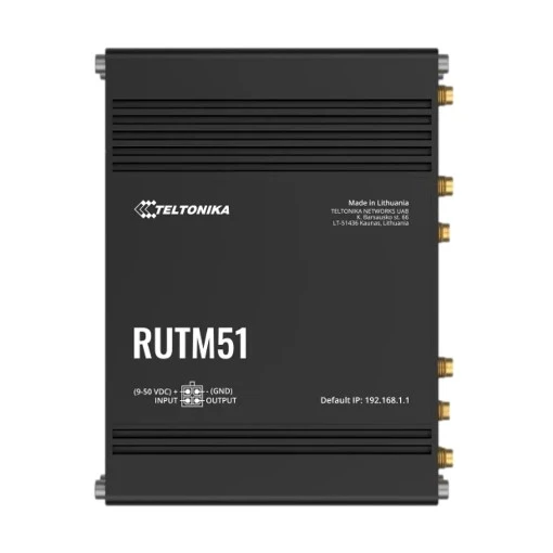 Изображение Промышленный сотовый маршрутизатор Teltonika RUTM51 5G черного цвета.