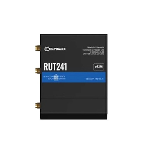 Изображение Промышленный маршрутизатор Teltonika RUT241 LTE eSIM продвинутый серого цвета.