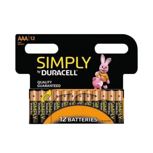 Изображение Набор из 12 батареек AAA Duracell Simply серебристого цвета.