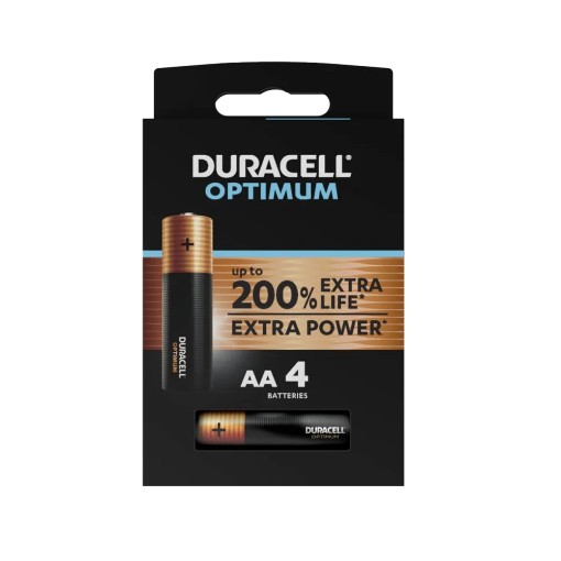 Изображение Набор из 4 батареек AA DURACELL OPTIMUM серебристого цвета.