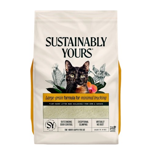 Изображение Sustainably Yours Соль для кошек в форме гранул большого размера светлого цвета.