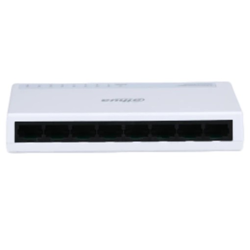 Изображение Сетевой коммутатор Dahua LITE 8 каналов PFS3008-8ET-L черного цвета.
