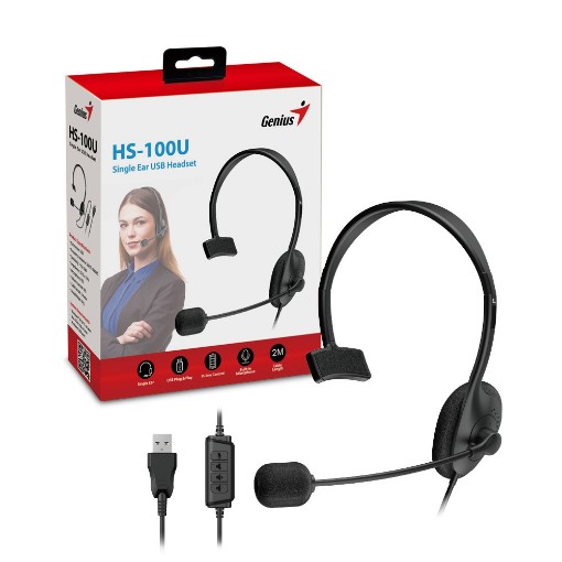 תמונה של Genius אוזניות ג'ניוס HS-230U עם מיקרופון צבע שחור