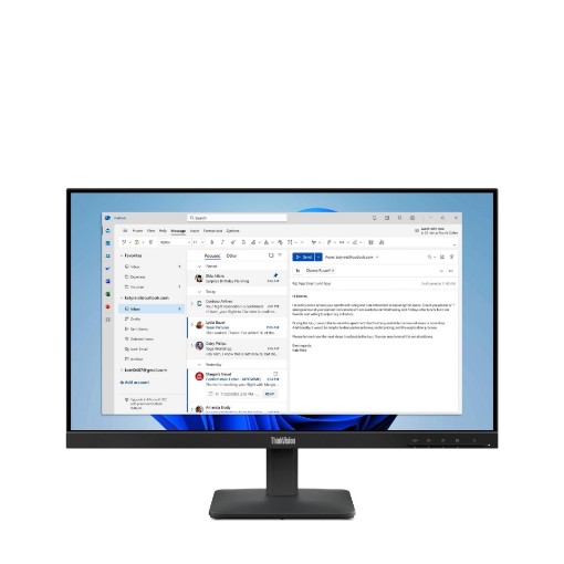 Изображение Монитор Lenovo ThinkVision S24-4e размером 23.8" с разрешением FHD IPS в цвете Raven Black.