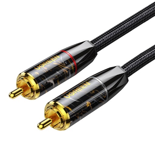 Picture of UGREEN Hi-Fi OCC Copper Audio Cable 2 meters long with male RCA to male RCA connection.