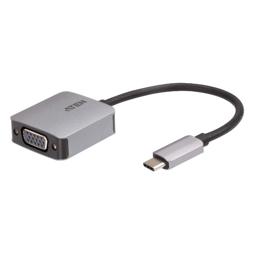 Изображение Адаптер ATEN USB-C на VGA модель UC3002A черного и серебристого цвета.
