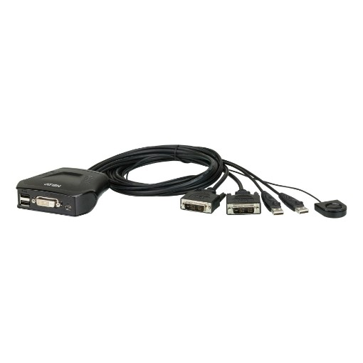 Изображение Переключатель KVM ATEN CS22D с 2 портами USB DVI черного цвета.
