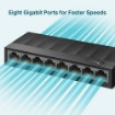 תמונה של מתג רשת שולחני TP-Link LiteWave 8 פורטים 10/100/1000Mbps בצבע שחור