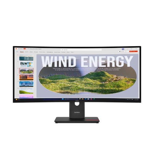 Изображение Изогнутый монитор 34” Lenovo ThinkVision T34w-30 WQHD VA 120Hz с подключением USB-C и разрешением 3440x1440.