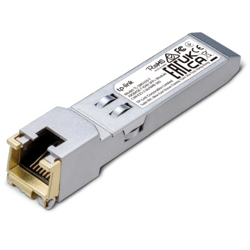 תמונה של מודול TP-Link SFP+ 10G BASE-T RJ45 בצבע כסף