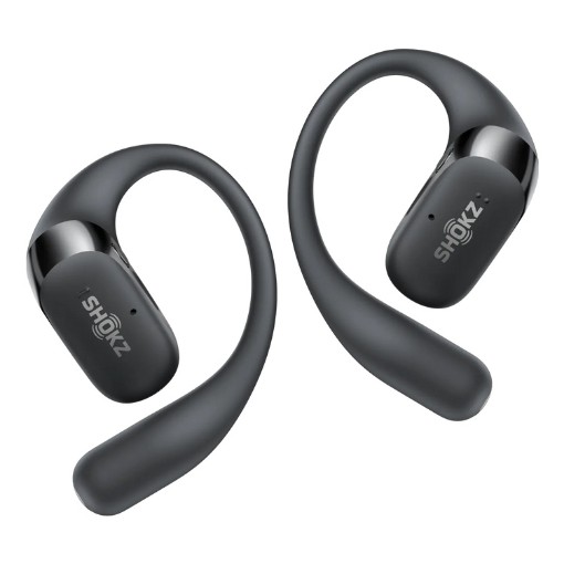 Изображение Беспроводные наушники SHOKZ OpenFit 2 с креплением на ухо черного цвета.