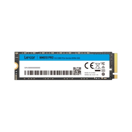 תמונה של כונן SSD Lexar NM610PRO 1TB M.2 PCIe Gen3 בצבע שחור LNM610P001T-RNNNG