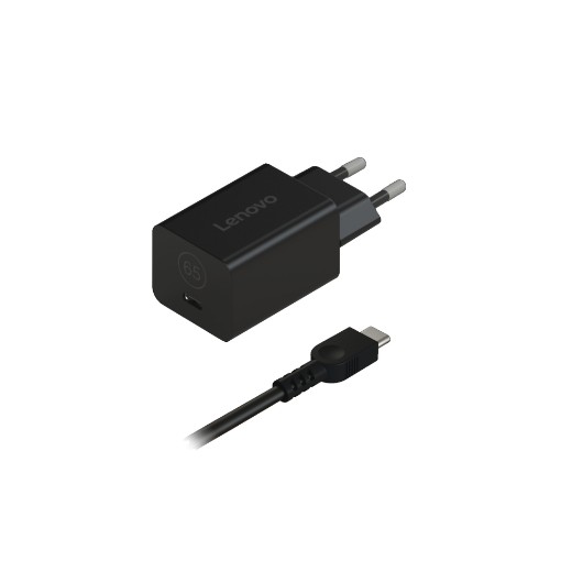 תמונה של מטען Lenovo GaN Nano 65W Type-C בצבע שחור