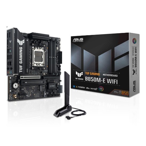 Изображение Материнская плата ASUS TUF GAMING B850M-E WIFI серого цвета.