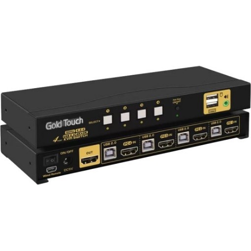 Изображение Коммутатор 4 выхода Gold Touch HDMI 2.0 KVM с горячей клавишей.